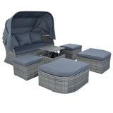 ZUN Outdoor Patio Furniture Set Daybed Sunbed with Retractable Canopy Conversation Set Wicker Furniture 84739887