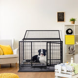 ZUN 42 Inch Heavy Duty Dog Crate, Metal Dog Cage Dog Kennel for Medium to Large Dogs with Double Doors, 52893270