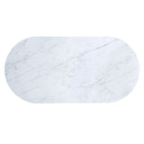 Gorgeous Dark Walnut Finish 1pc Coffee Table White Faux Marble Top Living Room Table W Drawer B011P184952