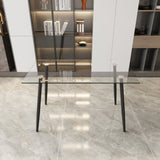 51" Dining Table Modern Minimalist Rectangular Glass for 4-6 with 0.31" Tempered Glass Tabletop and W2189P255605