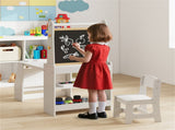 Grey Kids Activity Table with Magnetic Whiteboard/Chalkboard & Paper Roll, Multi-Storage Art Desk 06087577