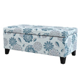 Luxury Storage Ottoman with Floral Patterned Fabric, Soft-Close Hinges, Multi-Functional Footrest & N767P257582F