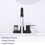 ZUN 2 Handles Bathroom Sink Faucet, Matte Black Centerset RV Bathroom Faucets for 3 Hole [pop-up drain 06351220