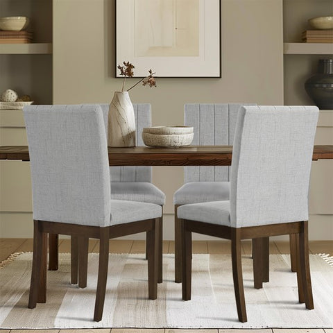 ZUN Upholstered Channel-back Dining Chair Set of 2 Light Grey See below B035P262673