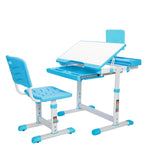 ZUN Height Adjusting Kid's Desk and Chair Set Study Station with Tiltable Table-top, Corner Guard, Book W2181P191360