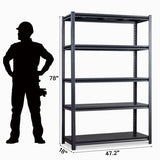78" H Adjustable Garage Shelves, 5-Tier Heavy Duty Shelving Unit, 2200LBS Wide Metal Utility Storage 23096709