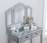 ZUN Sanlo Wooden Vanity Make Up Table and Stool Set, Silver T2574P162838