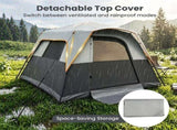 Gray Light-Blocking Outdoor Cabin Tent, Large 9x9ft Interior Windproof Rainfly Tent with Carry Bag 56119621