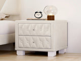 Elegant Velvet Nightstand with 2 Drawers and Crystal Handle, Storage Bedside Table with 88875588