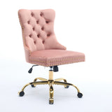 A&A Furniture Office Chair,Modern Velvet Upholstered Tufted Button Home Office Chair with Golden W1143P292467