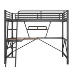 ZUN Full Size Loft Metal&MDF Bed with Desk and Shelf, Black 26455589