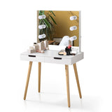 ZUN Wooden Vanity Table Makeup Dressing Desk with LED Light,dressing table with USB port,White 94258241