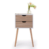 Nightstand with 2 Drawers, Tables with Solid Wood Legs and Storage, End Table, Side Table, W2181P156141