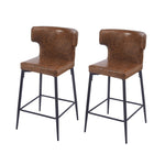 ZUN 28inch Counter Height Bar Stools Set of 2, Modern Bar Upholstered Chairs with PU Leather, Metal N762P199304D