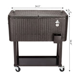 80QT Rattan Square Legs Cooler with Shelf 16526367