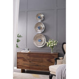 Silver Textured Oversized Disc, Wall Decor for Living Room Bedrrom Entryway Office, Set of 3 W2078130319