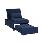 ZUN Modern Lift Top Storage Bench with Pull-out Bed 1pc Dark Blue Velvet Tufted Solid Wood Furniture B011P170003