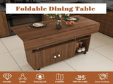 Multi-Functional Folding Table with Storage Shelves and Wheels, 47 Inch Foldable Dining Table for 61675914