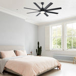 ZUN 66 Inch Modern Ceiling Fan With Dimmable Led Light 8 ABS Blades Smart Remote Control Reversible DC W882P146899