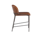 Galen Indoor Metal Upholstered Barstool, Antique Bronze Finish Frame with Brown Faux Leather, Set of N775P290453P
