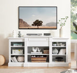 Media Console Table with Large Storage Cabinet, Modern TV Media Entertaionment Stand, White, W1758P252336
