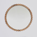 Decorative Round Hanging Wall Mirror with Natural Wooden Bead Design Frame, 32" B346P353979