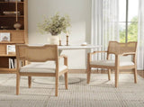 Farmhouse Dining Chairs Set of 2, Upholstered Kitchen Chairs Wooden Side Armchair with rattan N762P411406D