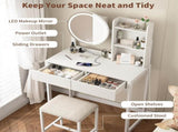 Small Vanity Desk with Mirror and Lights, Makeup Vanity Table with LED Mirror, 3 Lighting Modes, W3587P462329