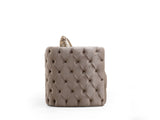 Naomi Button Tufted Chair with Velvet Fabric and Gold Accent in Taupe B00961117