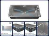 Stainless Steel Kitchen Sink, 30x19 Drop In Single Bowl, Undermount Handmade Sink in Brushed 99693634