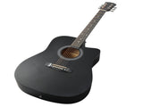 Matte black 41-inch Dreadnought barrel-shaped cutaway acoustic guitar with pick, strings, capo, gig 65286238