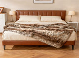 Coffee 760GSM Faux Raccoon Fur Throw Blanket 60"x80" Double-Sided Soft Micro-Mink Lined Blanket 03199611