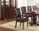 Royal Majestic Formal Set of 2 Arm Chairs Brown Color Rubberwood Dining Room Furniture Faux Leather B01180916