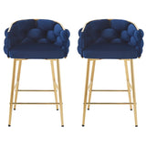 28'' Modern Counter Stools Set of 2,Dark blue Counter Stools with iron Frame,Soft back and N780P199861B