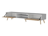 White and Macadamia 2 Hinged Drawers TV Rack B062P175179