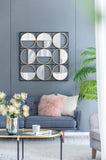 ZUN 35.6" in Eclectic Styling Metal Beaded Black Wall Mirror with Contemporary Design for W2078124371