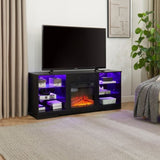 ZUN TV Stand Electric Fireplace Glass Shelves, 3D Fireplace TV Stand with LED Lights Wood with USB W1758P210371