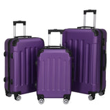 3-in-1 Portable ABS Trolley Case 20" / 24" / 28" Purple 19658160
