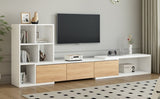 ZUN 74.8''-126'' Extendable TV Stand with 3 Tier Bookshelves for TVs up to 110'', Adjustable 00863000