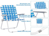 2pcs Steel Tube PP Webbing Bearing 120kg Folding Beach Chair Blue& White Strip 86473256