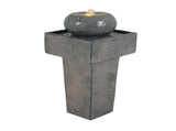 25.59"H Minimalist Concrete Column FountainLED-Lit Modern Outdoor Oasis, Sturdy Landscape Feature N765P324547G