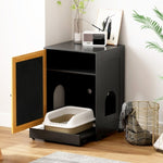 ZUN Cat Litter Box Enclosure, Hidden Cat Washroom, Kitty End Table, Litter cabinet with sisal door,Black W1687P181553