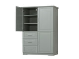 Tall and Wide Storage Cabinet with Doors for Bathroom/Office, Three Drawers, Grey WF299285AAG