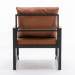 ZUN Furniture,Modern Faux Leather Accent Chair with Black Powder Coated Metal Frame, Single Sofa for 77450041