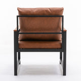 ZUN Furniture,Modern Faux Leather Accent Chair with Black Powder Coated Metal Frame, Single Sofa for 77450041