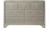 ZUN 1pc Modern Glam Style Champagne Finish Glam Seven Drawer Dresser Embossed Crocodile Pattern Wooden B011P217892