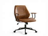 Vintage Leather Office Desk Chair, Padded Arms, 360&deg Swivel & Adjustable Height, Brown 74539312