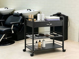3-Tier Beauty Salon Trolley Cart with Lockable Drawer, MDF Rolling Storage Station, 4 Wheels 11809650