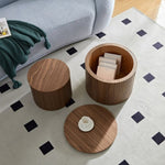 ZUN MDF nested table set 2 pieces, handcrafted round coffee table in living/lounge area, walnut color W2085P231698