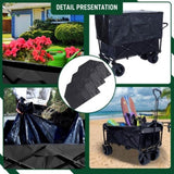 ZUN 440lbs Collapsible Foldable Wagon Cart with strapping system ,Beach Wagon Utility Cart Utility Wagon W2932P234996